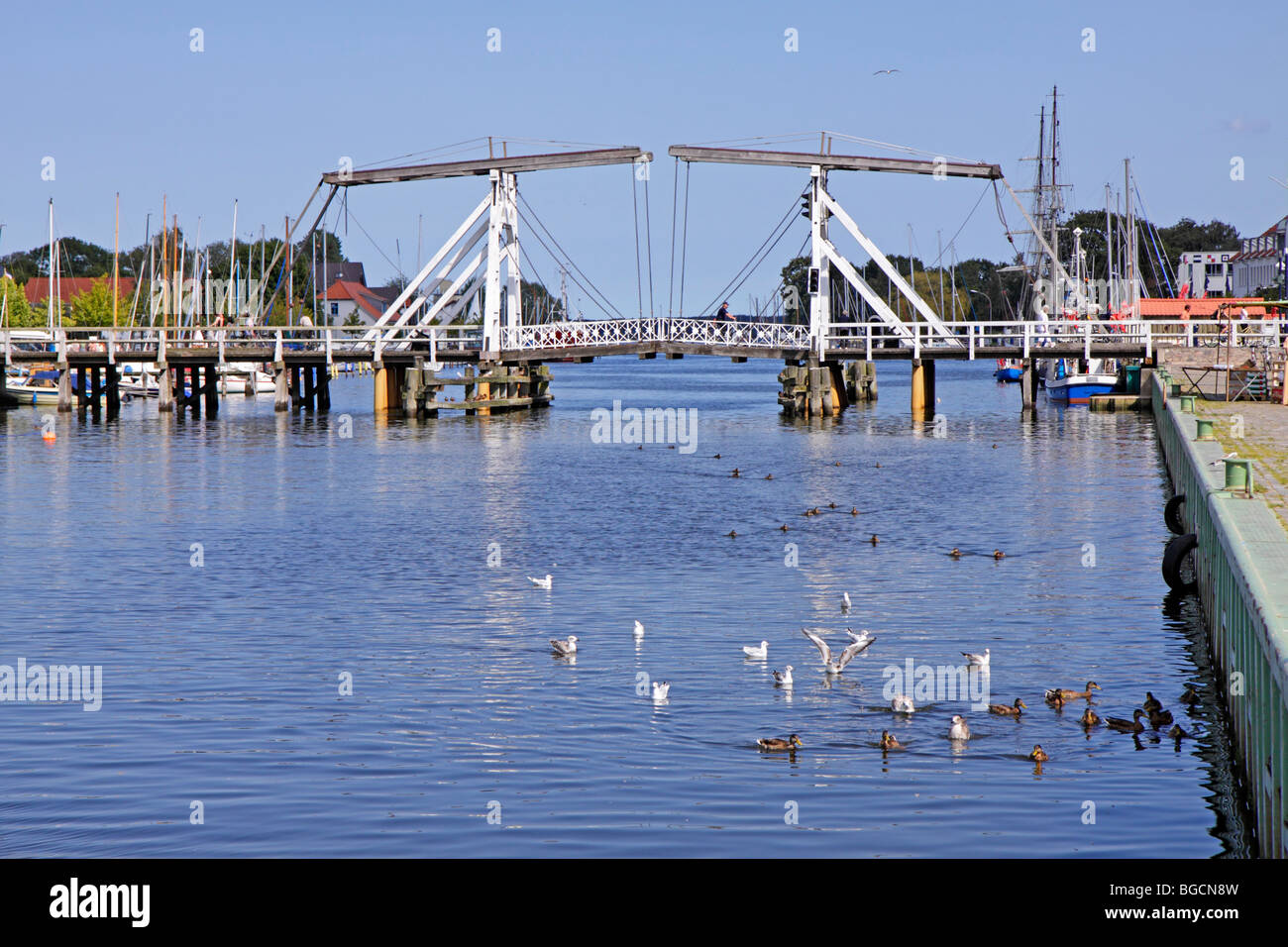 Unruhbrücke, Wieck, Greifswald, Mecklenburg-West Pomerania, Deutschland Stockfoto