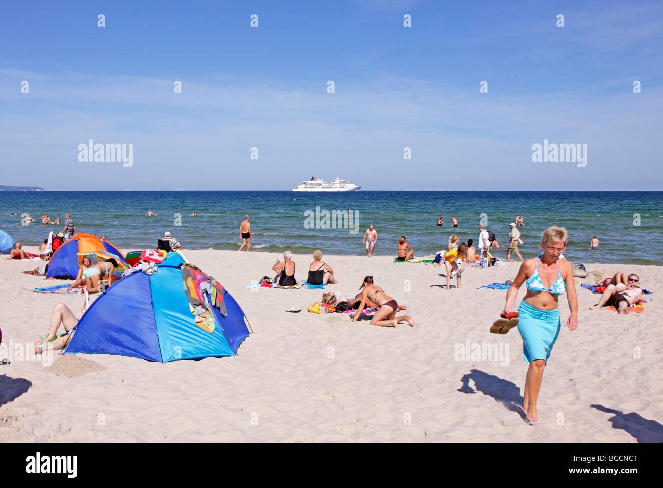 Cruise Liner MS Europa Verankerung aus Binz, Insel Rügen, Mecklenburg-West Pomerania, Deutschland Stockfoto