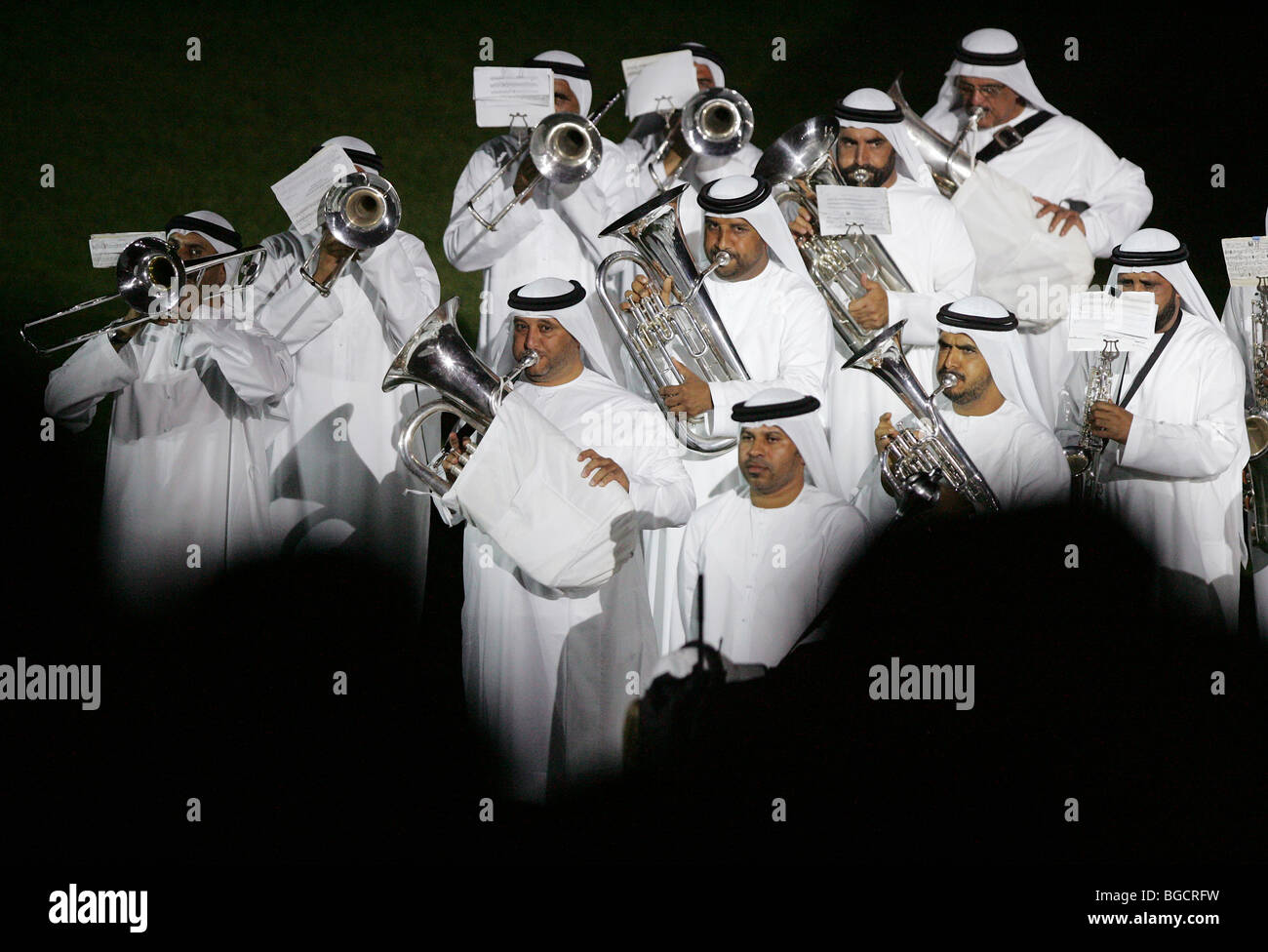 Blasorchester in Nad al Sheba Rennbahn, Dubai, Vereinigte Arabische Emirate Stockfoto