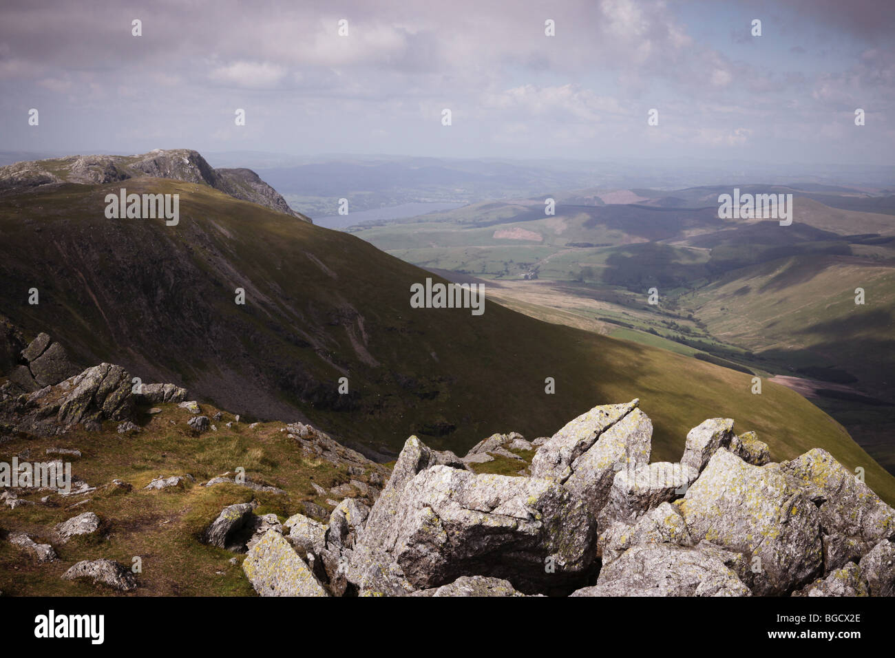 13. Juni 2009 Blick vom Gipfel des Aran Fawddwy, in der Nähe von Bala, Snowdonia, Nordwales. Stockfoto