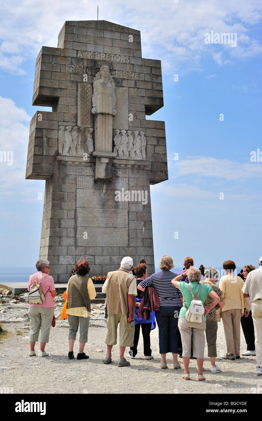 WW2-Denkmal der Bretonen des freien Frankreich / Kreuz des Pen Hir / Croix de Pen-Hir, Pointe de Pen-Hir, Bretagne, Frankreich Stockfoto