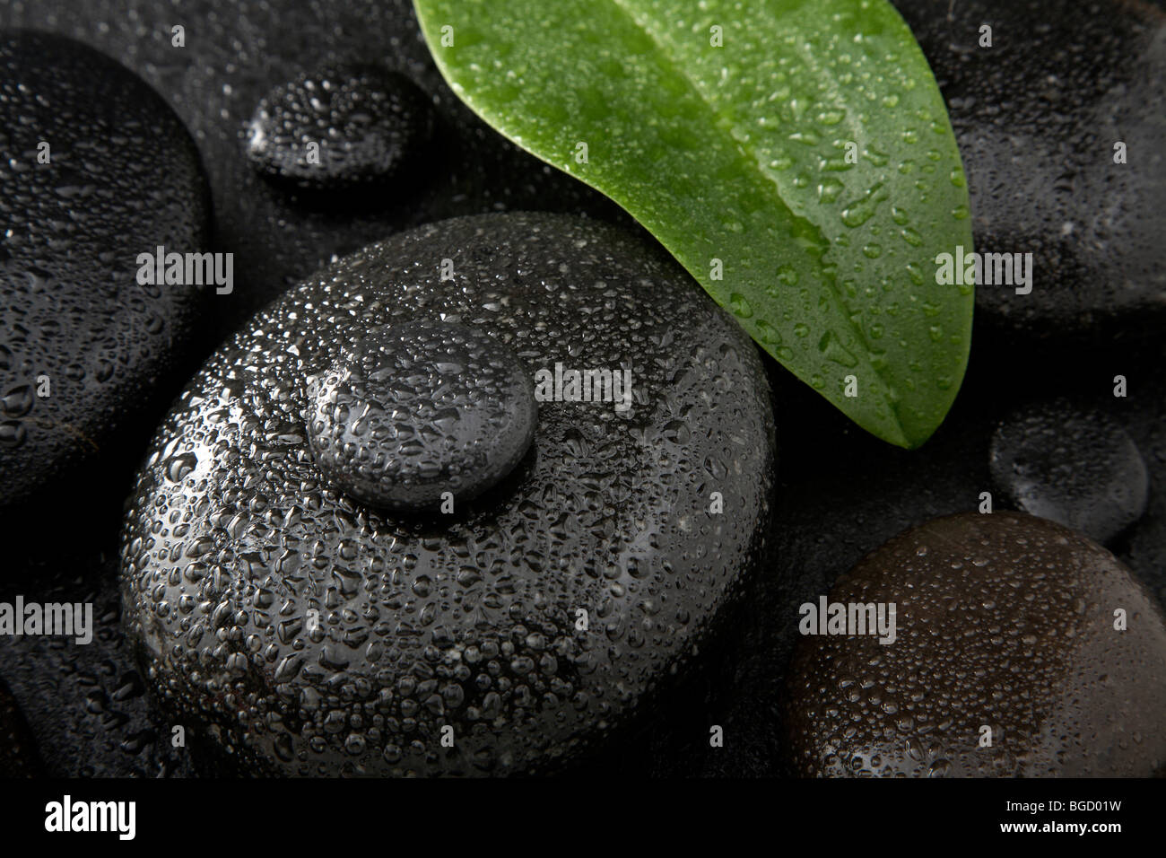 Hot Stones, Massage Basaltsteine Stockfoto