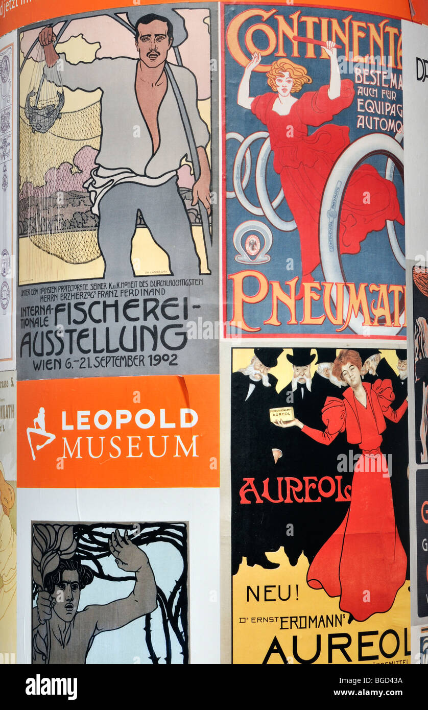 Sezession (Jugendstil) Poster Displays im MuseumsQuartier in Wien (Wien), Österreich Stockfoto