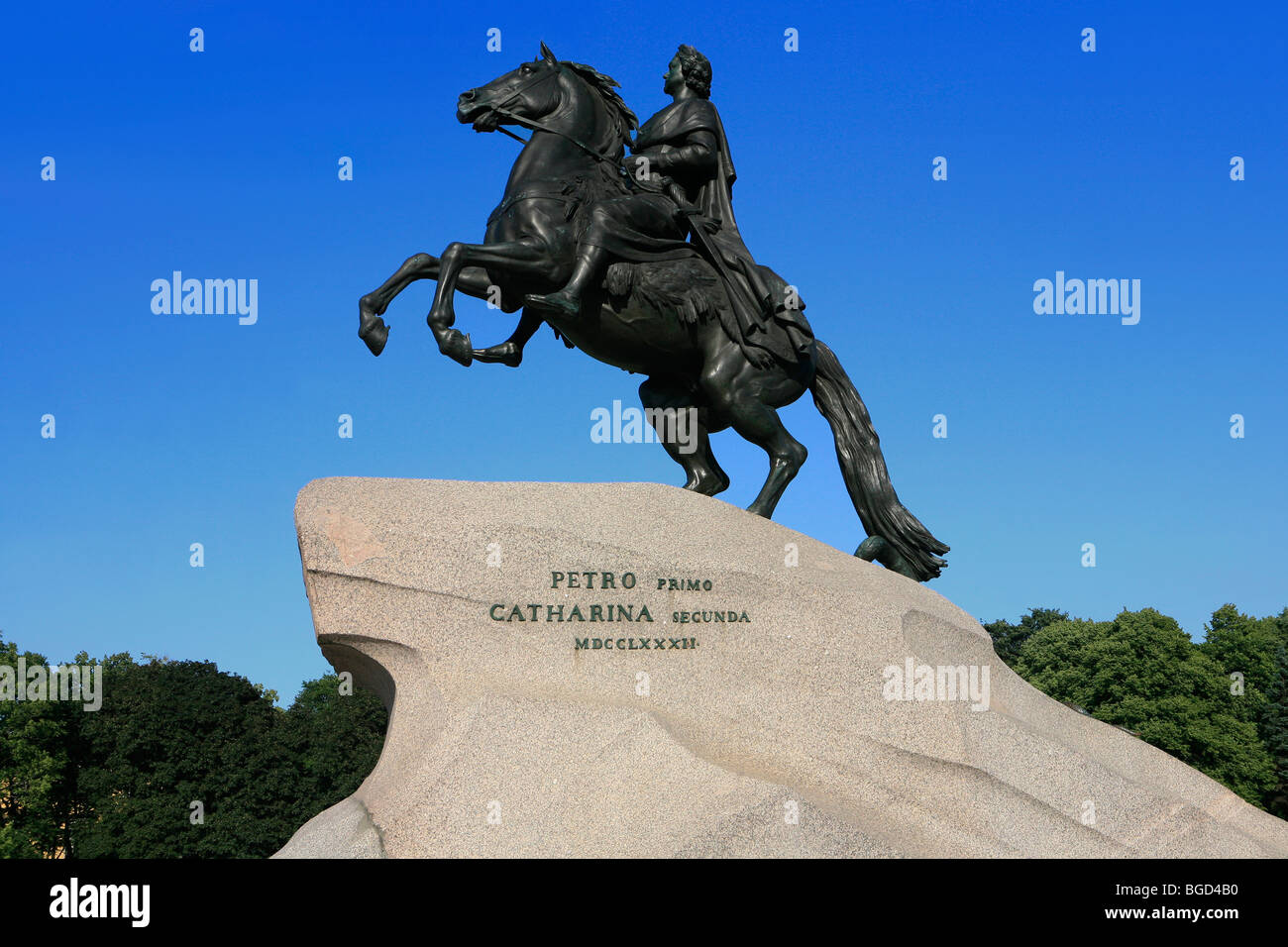 Der eherne Reiter Statue des russischen Zar Peter der große (1672-1725) in Sankt Petersburg, Russland Stockfoto