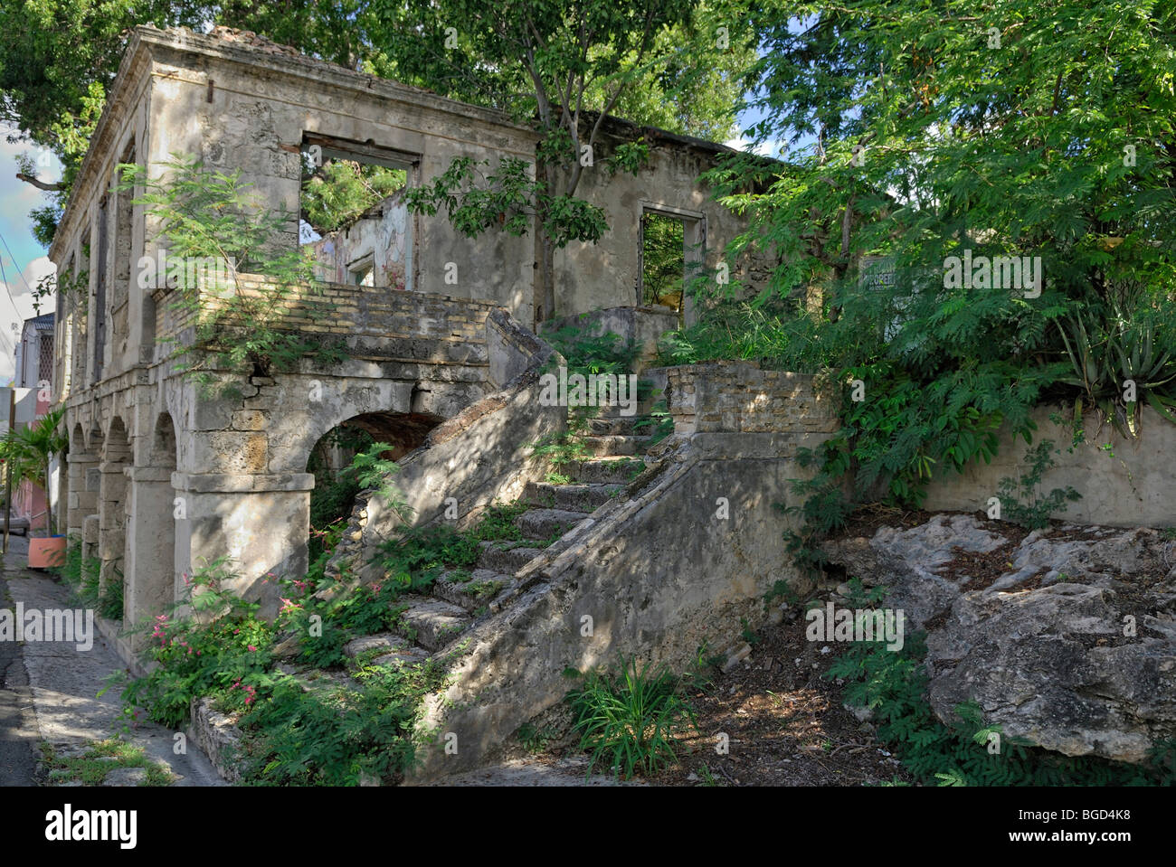 Verfallene Villa in Frederiksted, St. Croix Island, US Virgin Islands, United States Stockfoto