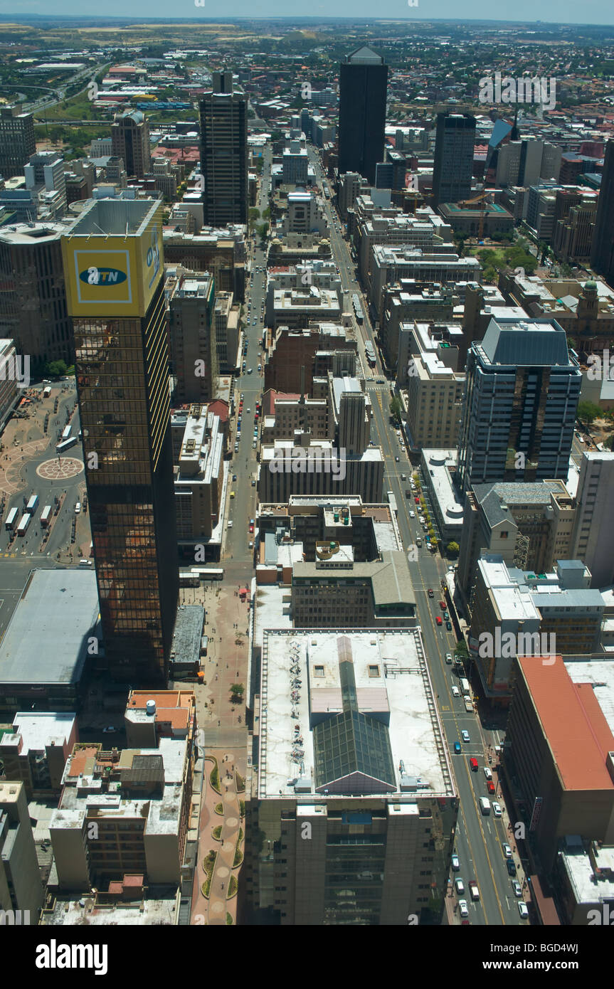 West-Ansicht von oben des Carlton Centre, Johannesburg, Südafrika, der Innenstadt von Johannesburg Stockfoto