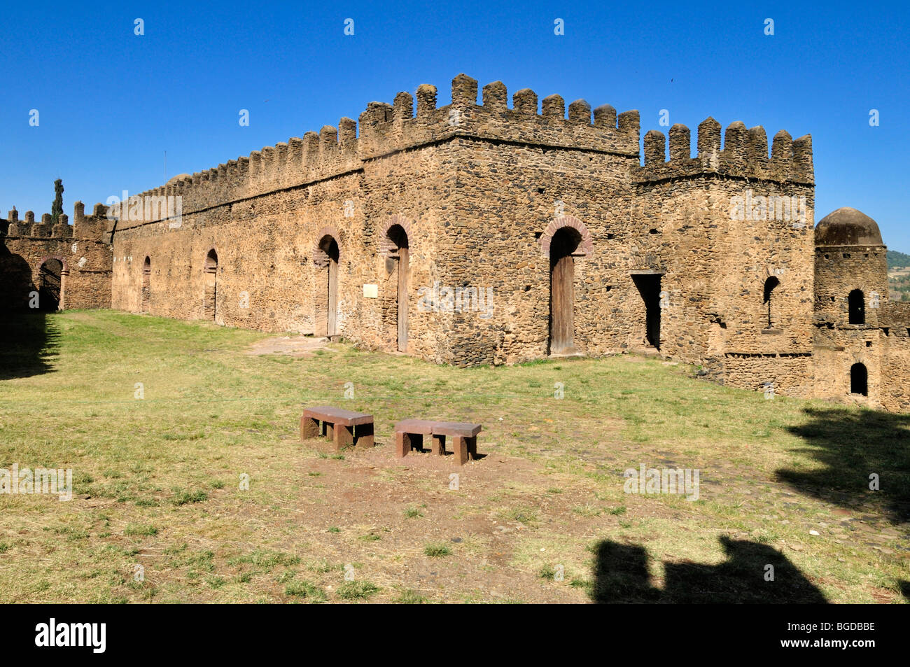 Kaiser Bakaffa Bankett-Saal, königliche Gehege Fasil Ghebbi, UNESCO-Weltkulturerbe, Gonder, Gondar, Amhara, Äthiopien, Af Stockfoto