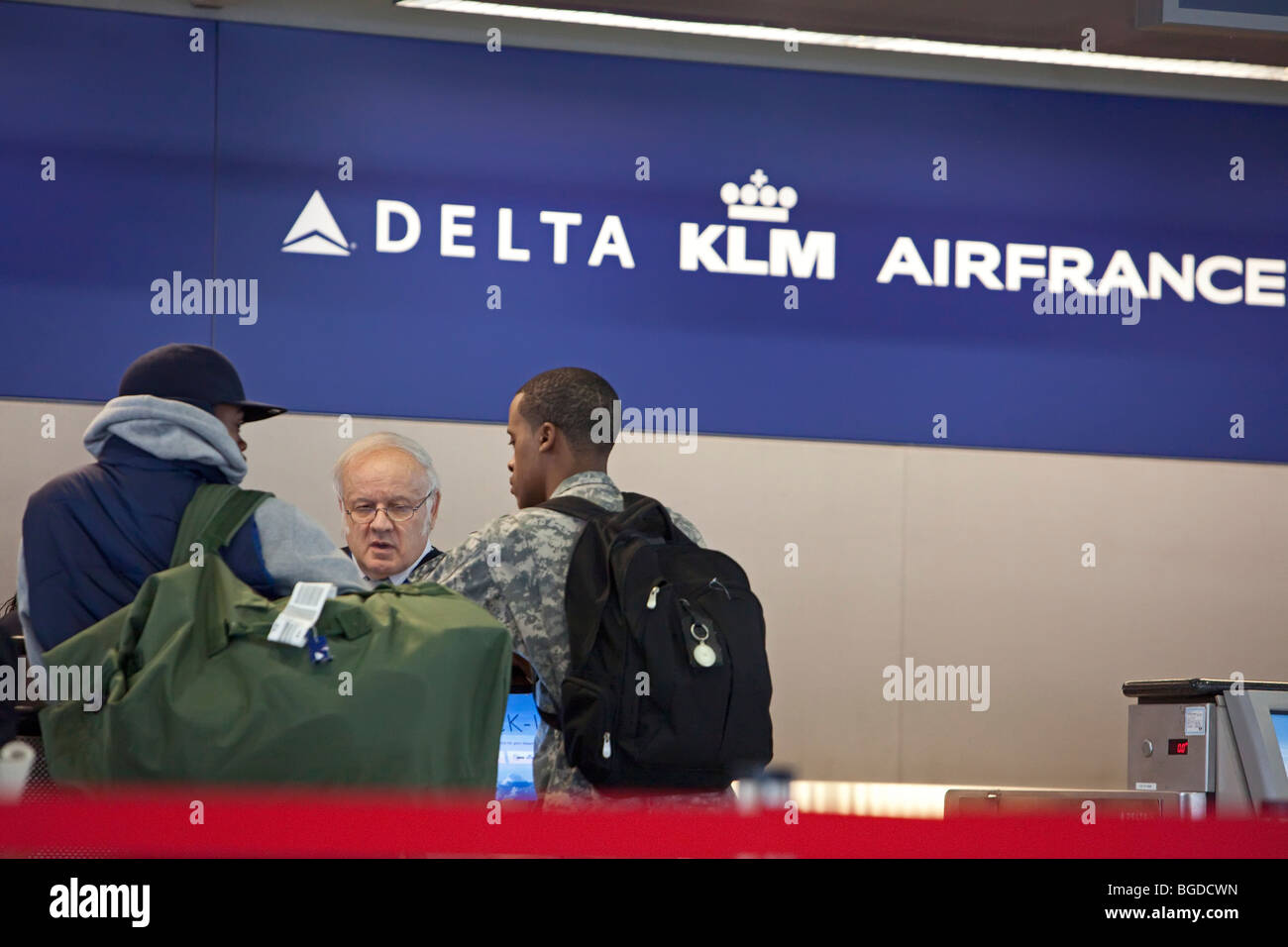 Ticket-Counter in Detroit Metro Airport Stockfoto