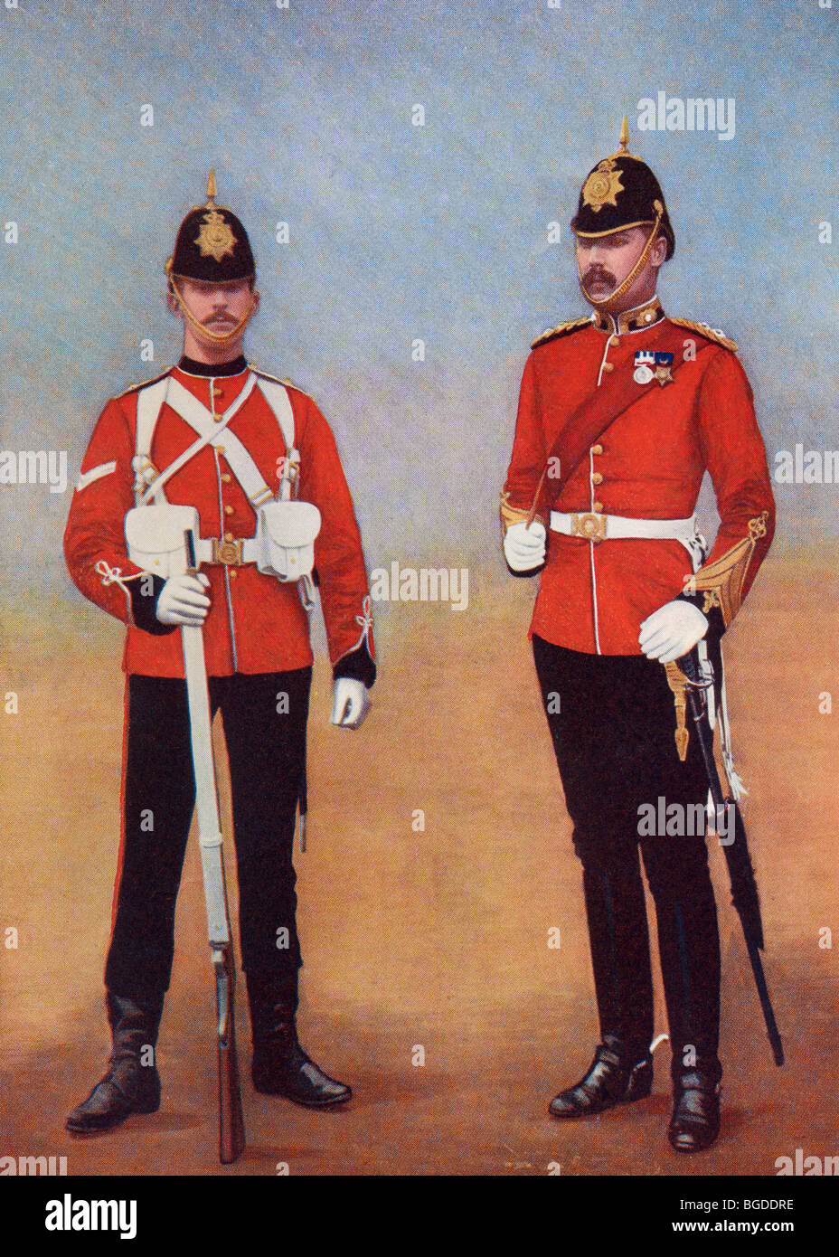 Uniformen der Royal Marines im späten 19. Jahrhundert. Stockfoto