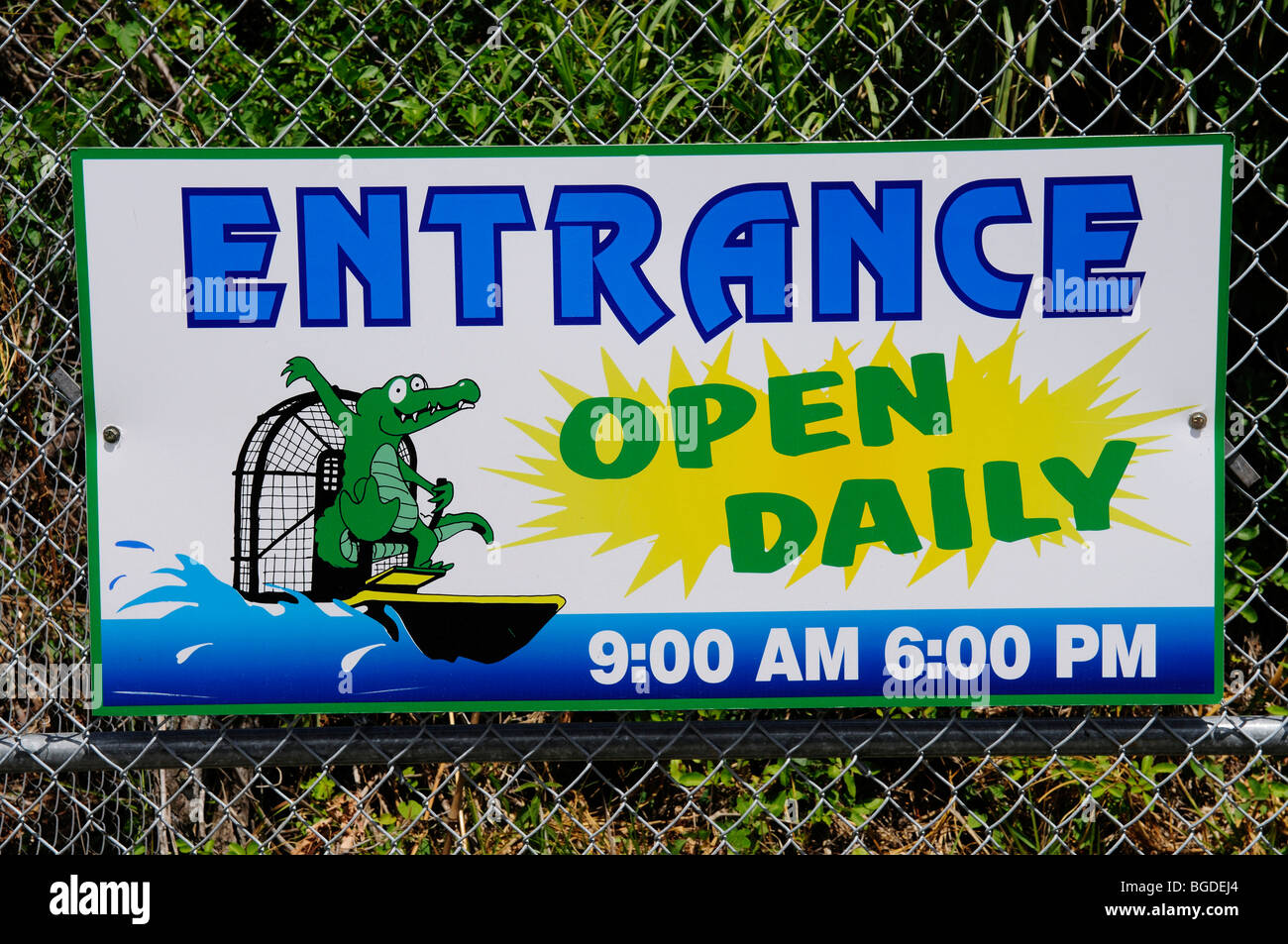 Zeichen, Everglades Alligatorfarm Homestead Miami, Florida, USA Stockfoto