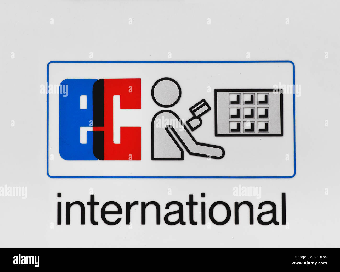 Zeichen der EG international, finanzielle Transaktionen mit EC-Karten, Piktogramm Stockfoto