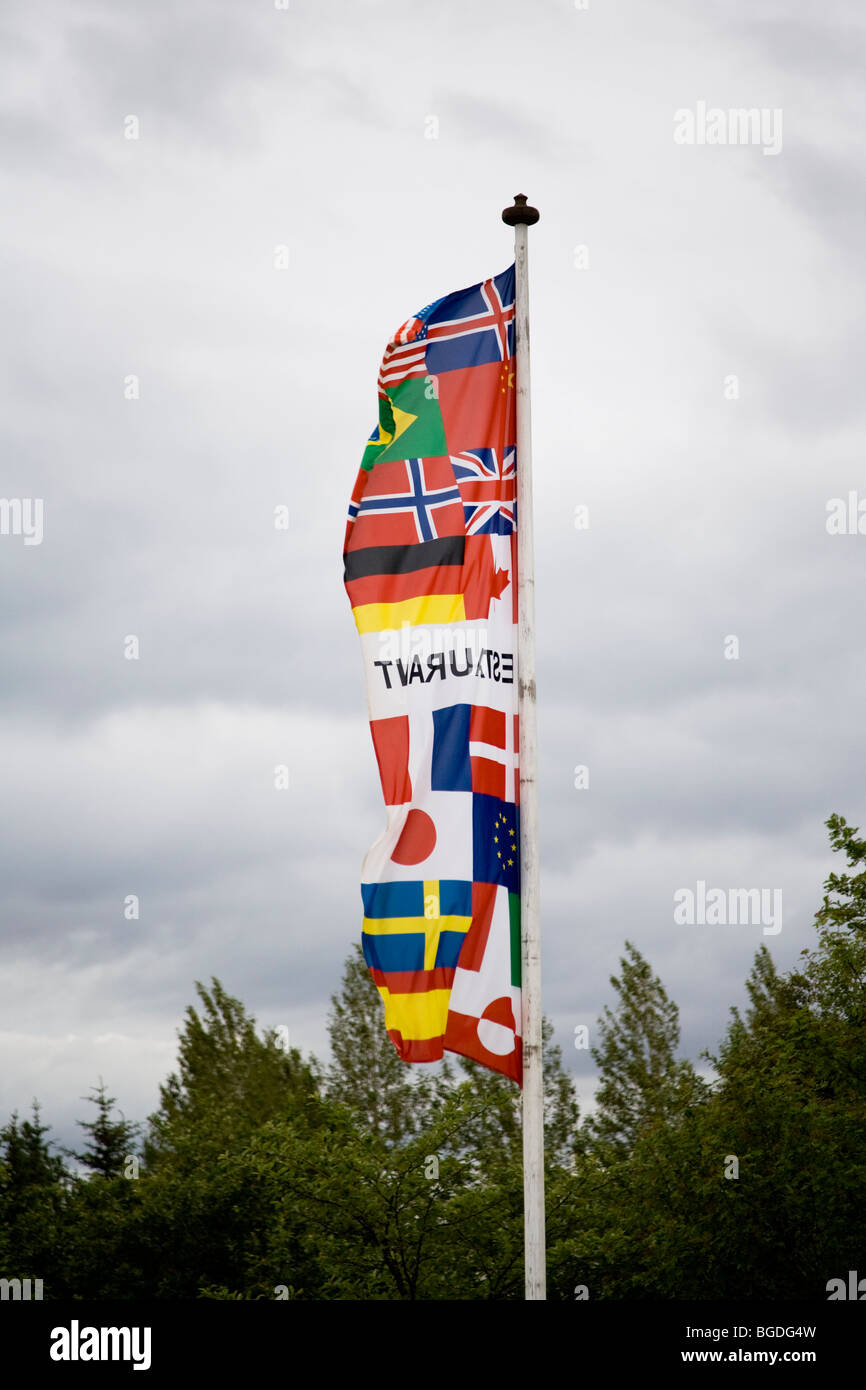 Multi-nationalen Flagge, Island Stockfoto