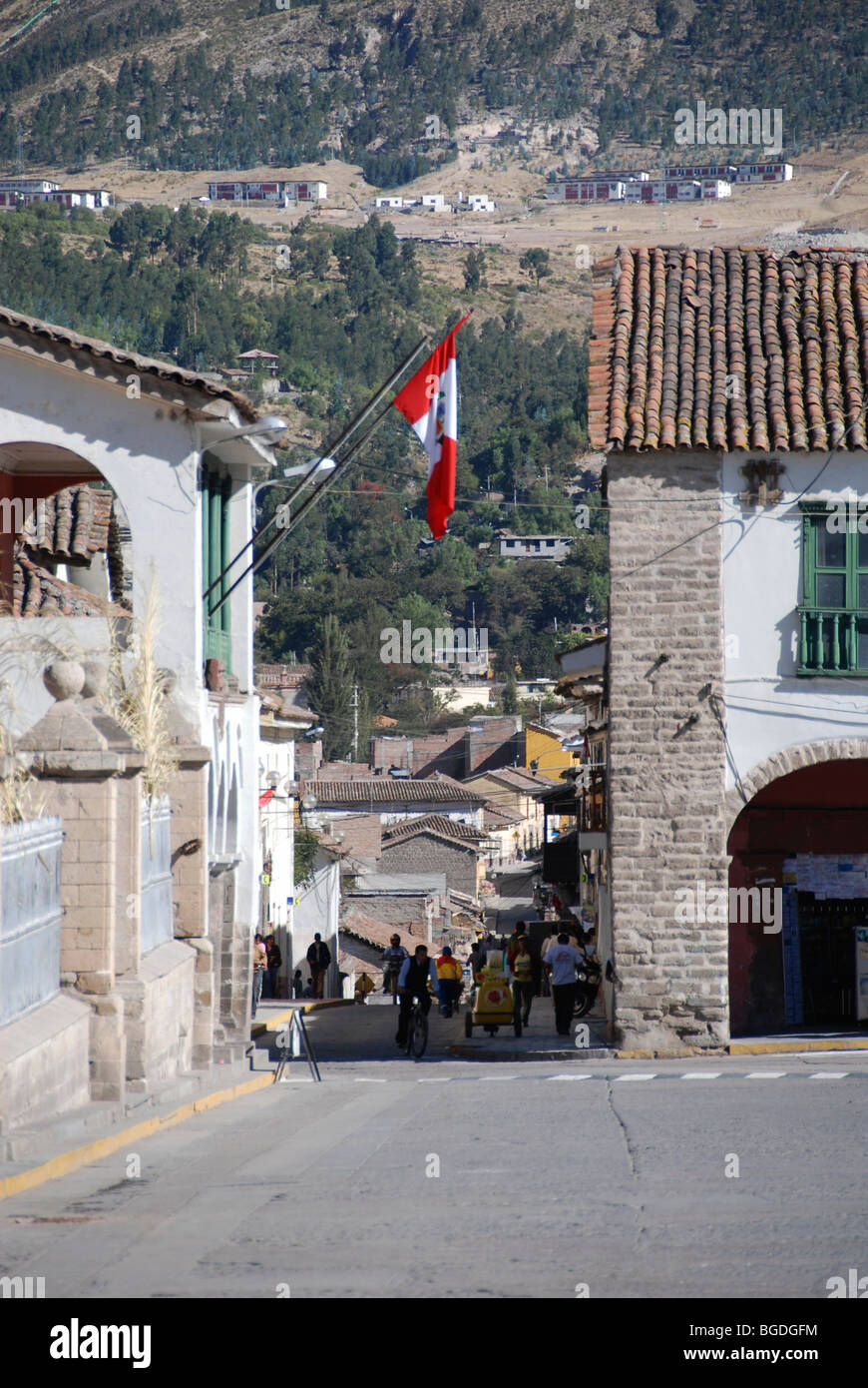 Straße 2 de Mayo, Ayacucho, Inka-Siedlung, Quechua Siedlung, Peru, Südamerika, Lateinamerika Stockfoto