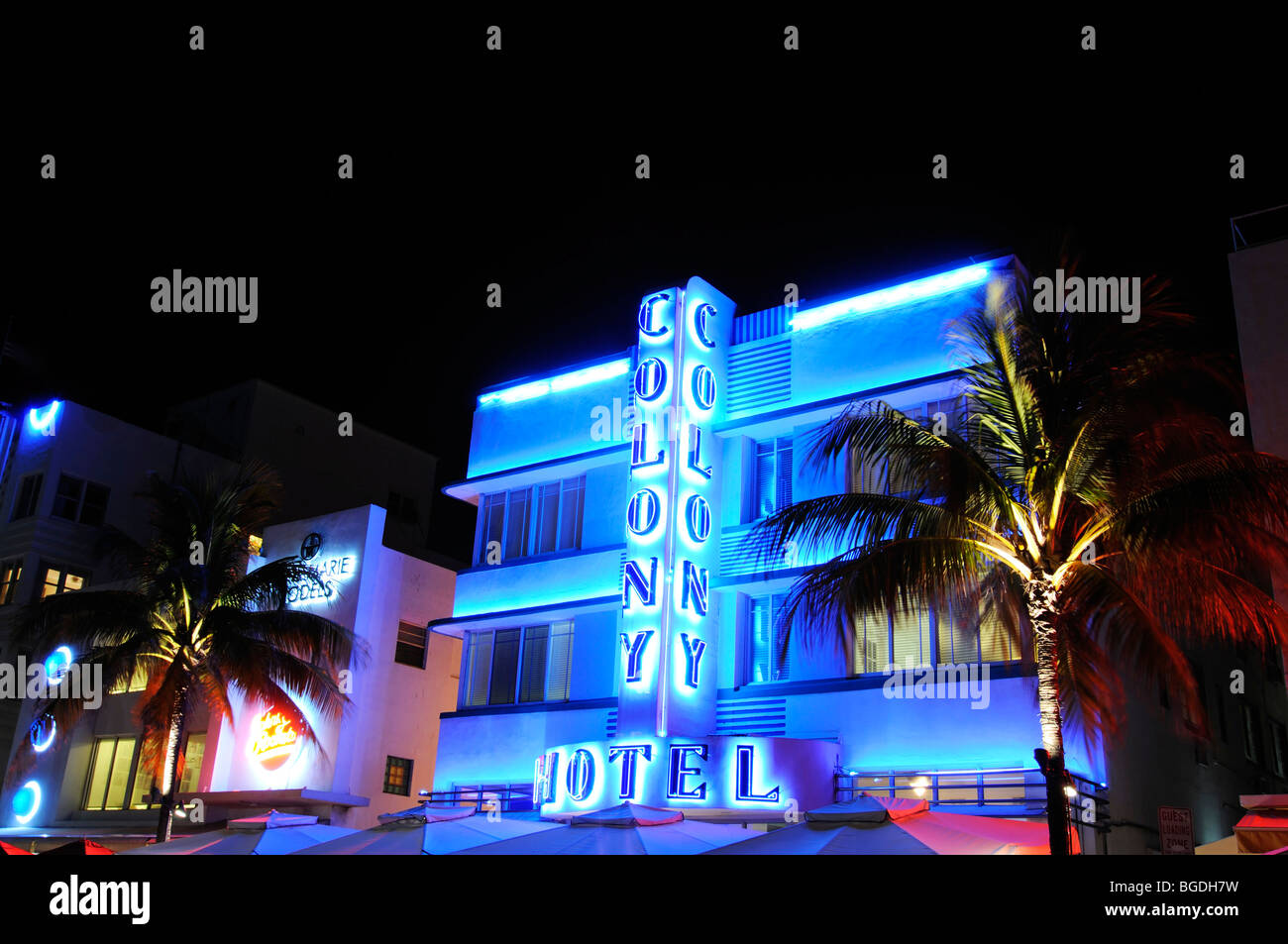 Colony Hotel Ocean Drive, Miami South Beach Art Deco District, Florida, USA Stockfoto