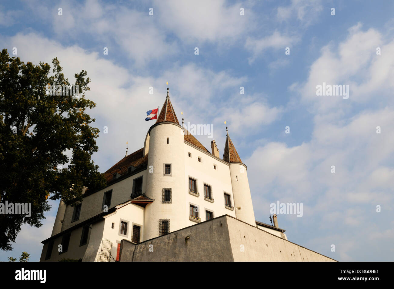 Chateau de Nyon-Palast, den Genfer See, Kanton Waadt, Schweiz, Europa Stockfoto