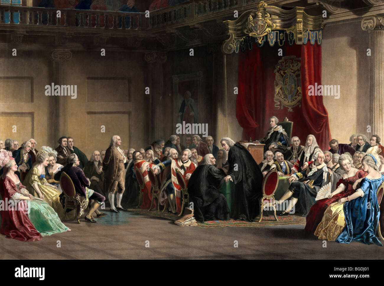 Benjamin Franklin vor dem Herrn Rat, Kapelle in Whitehall, London, 1774 Stockfoto