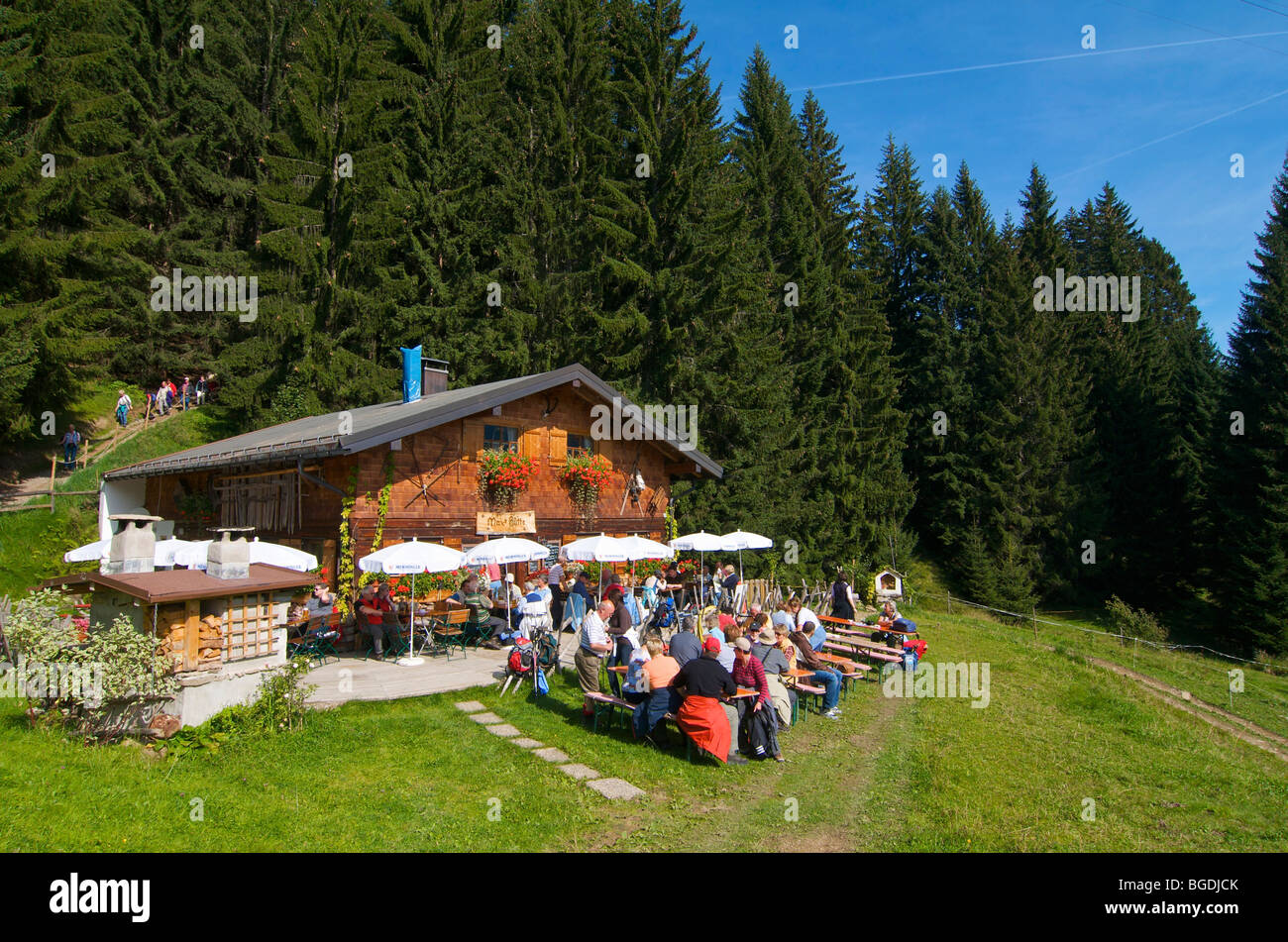 Maxs Hütte Almhütte am Mittelberg, Kleinwalsertal, Allgäu, Vorarlberg, Austria, Europe Stockfoto