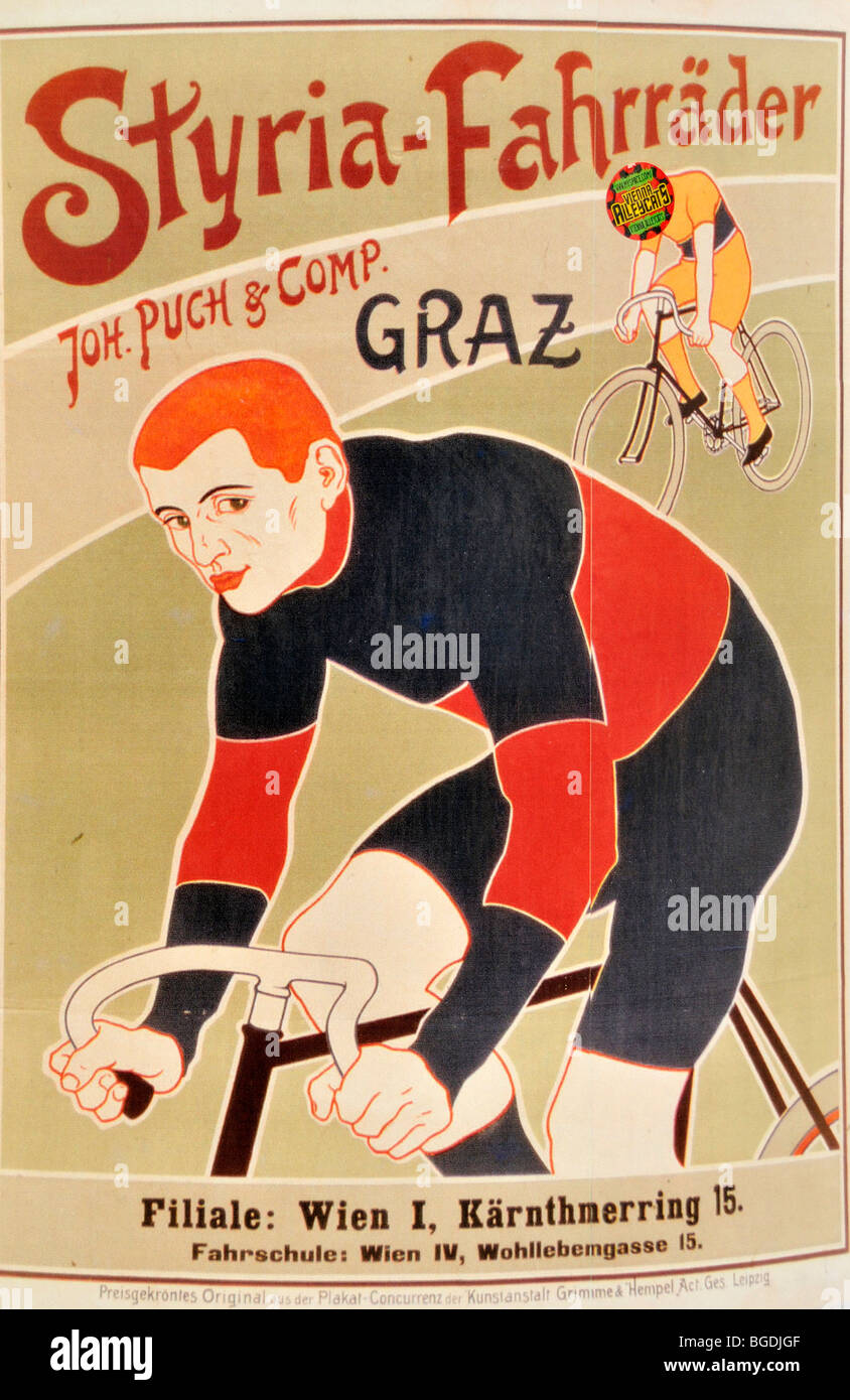 Sezession (Jugendstil) Plakat auf dem Display im MuseumsQuartier in Wien (Wien), Österreich Stockfoto