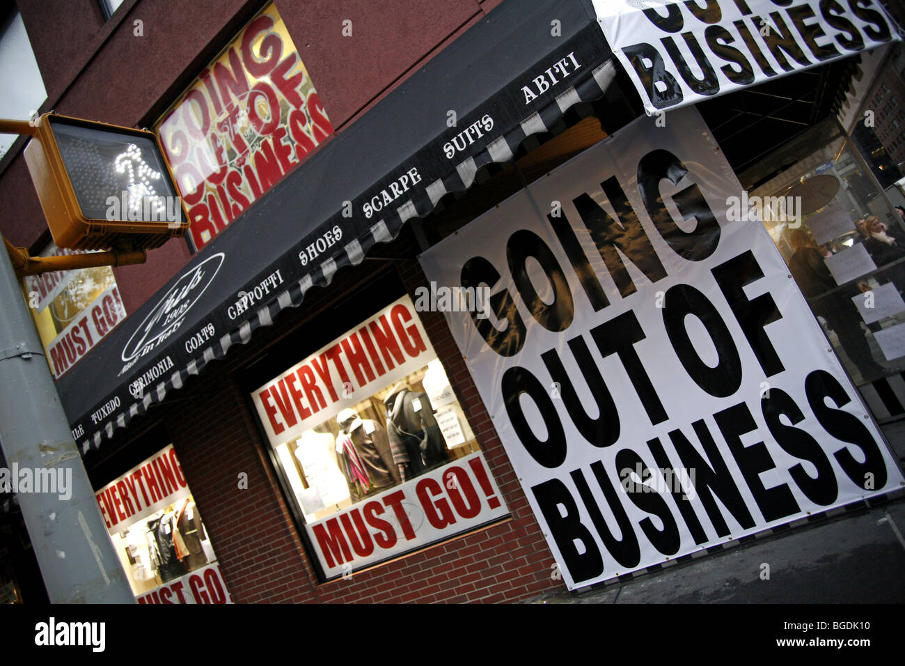 Going out of Business in New York City Shop Stockfoto