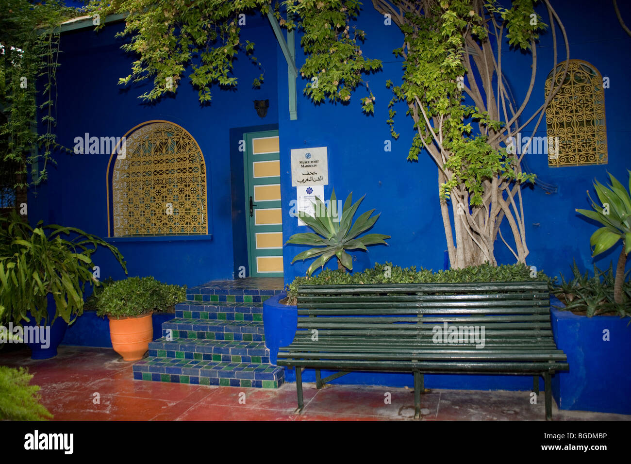 Das Museum für islamische Kunst im Jardin Majorelle begabt Gärten von Yves Saint Laurent, der Altstadt von Marrakesch Stockfoto