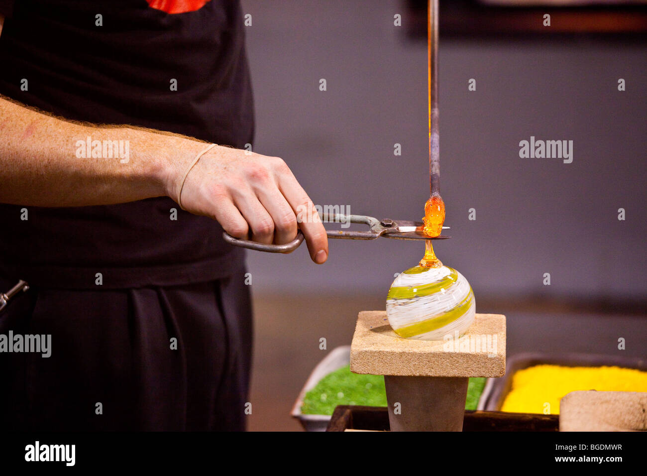 Glasherstellung Aktivität im Corning Museum of Glass in Corning, New York Stockfoto