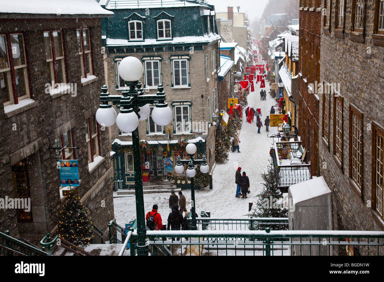 Rue du Petit Champlain in unteren Old Quebec City, Kanada Stockfoto