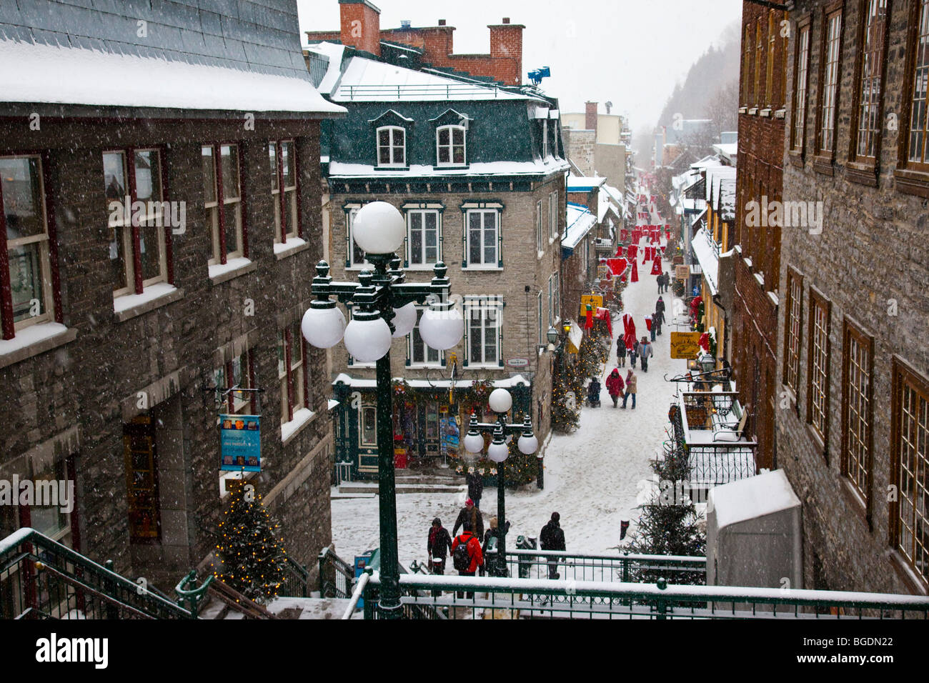 Rue du Petit Champlain in unteren Old Quebec City, Kanada Stockfoto
