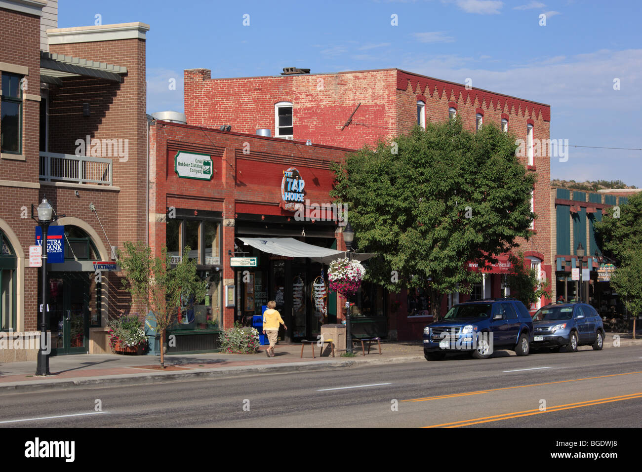 Historische Gebäude in der Innenstadt von Steamboat Springs Colorado USA Stockfoto