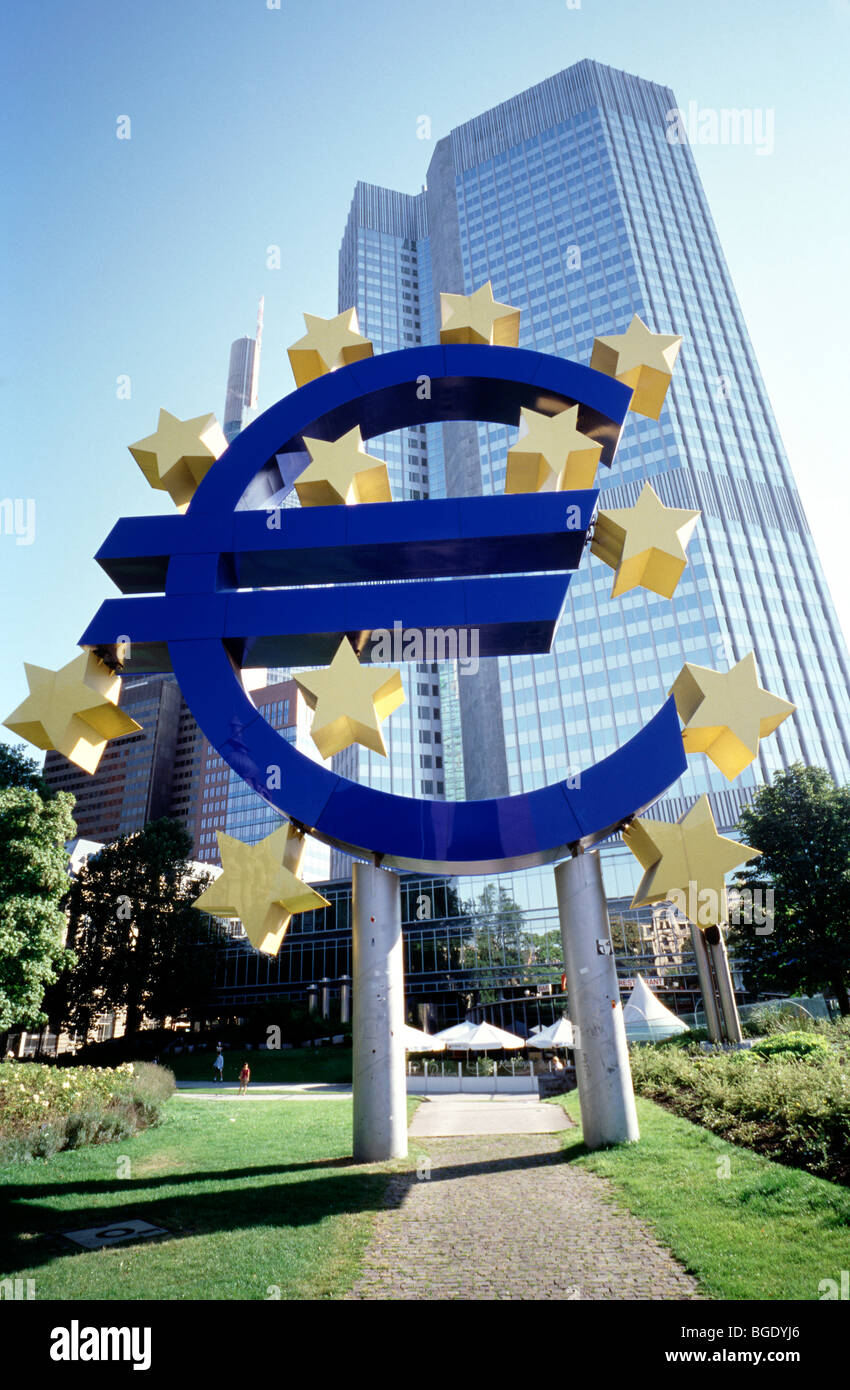 Sitz der Europäischen Zentralbank in der deutschen Stadt Frankfurt. Stockfoto