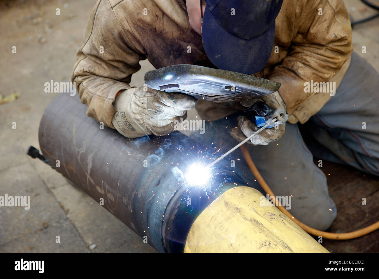Installation einer neuen Leitung. Gasleitung der Stadt Gelsenkirchen, NRW, Deutschland, Europa. Stockfoto