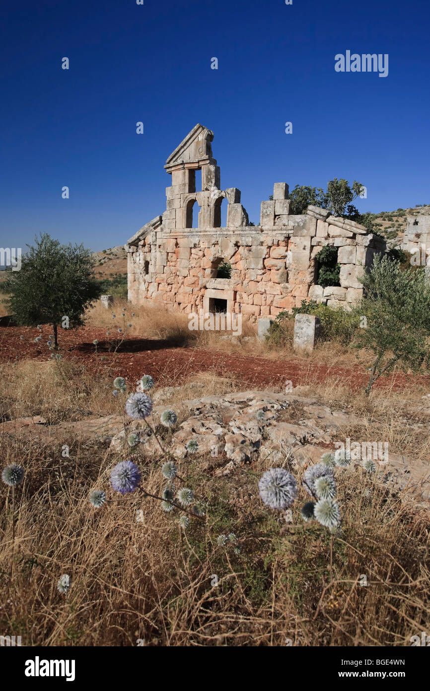Syrien, Aleppo, die Toten Städte, Ruinen des Dorfes Deir Samaan Stockfoto