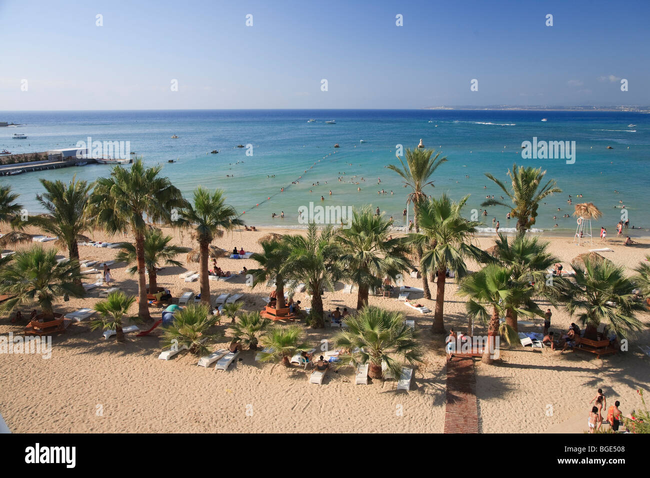 Syrien, Nordküste, Lattakia, Shaati al Azraq Beach Resort (Syriens führende Urlaubsort an der Küste) Stockfoto