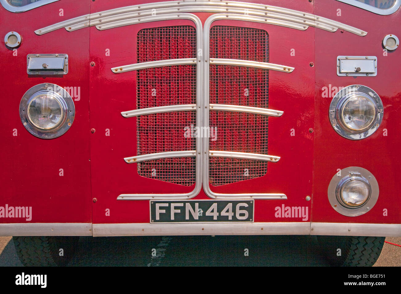 Details der vorne ein Beadle C35F bus Stockfoto