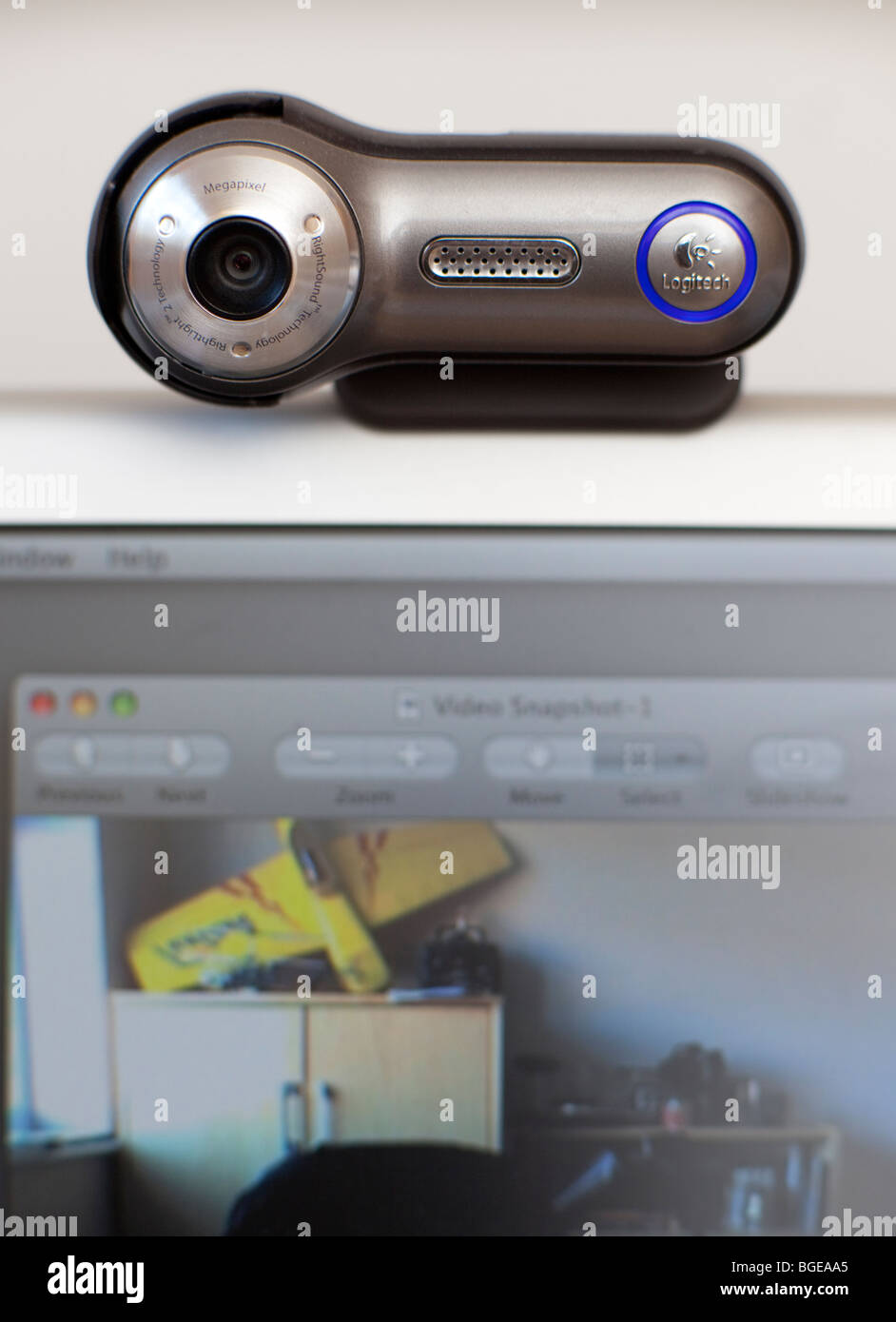 Eine Web-Cam auf einem Computer-Bildschirm Stockfoto