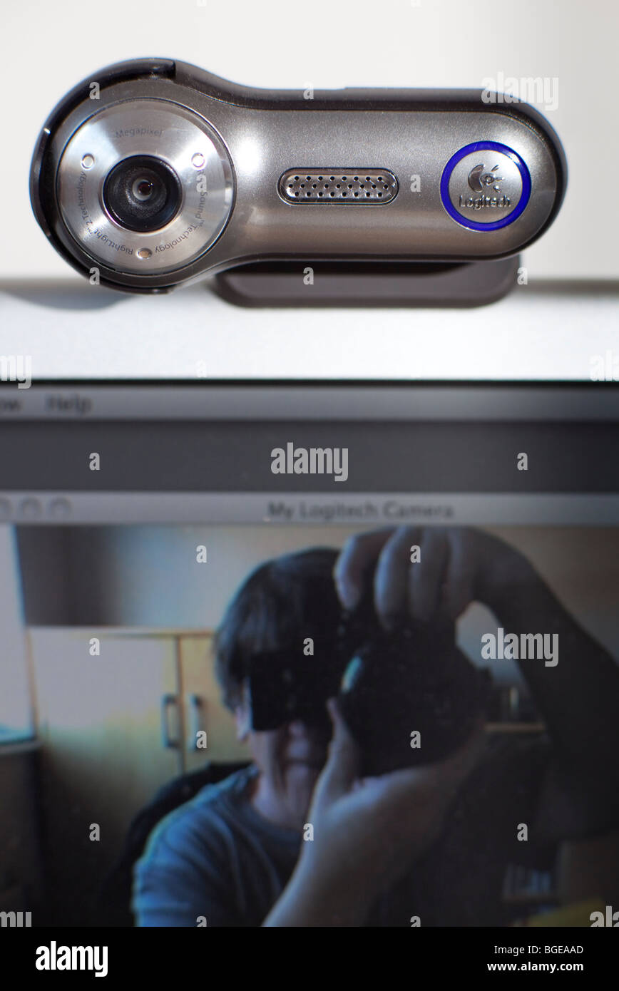 Eine Web-Cam auf einem Computer-Bildschirm Stockfoto