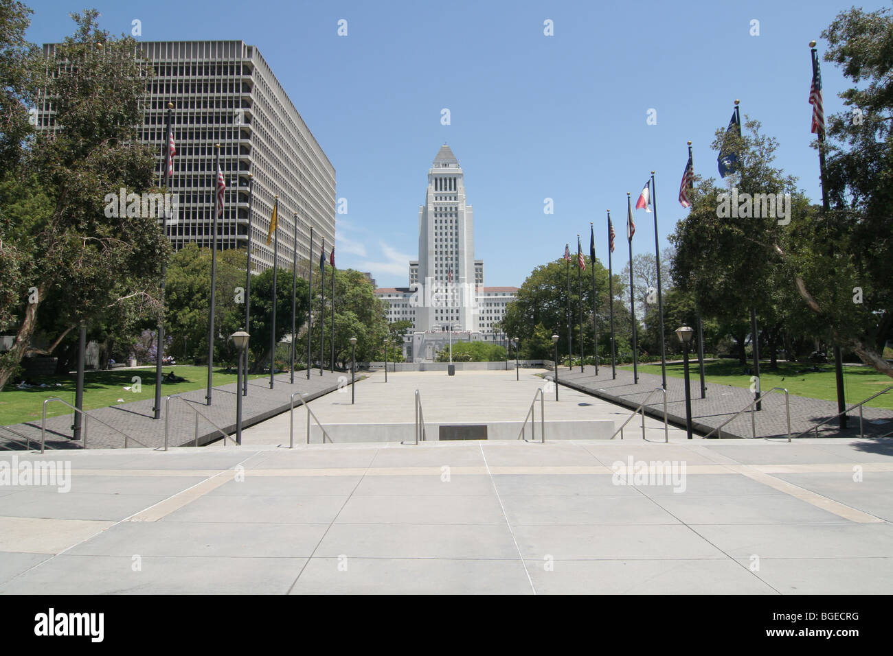 Das Rathaus von LA wurde 1928 erbaut und es war eine Ikone der modernen Architektur und das höchste Gebäude in Los Angeles. Stockfoto