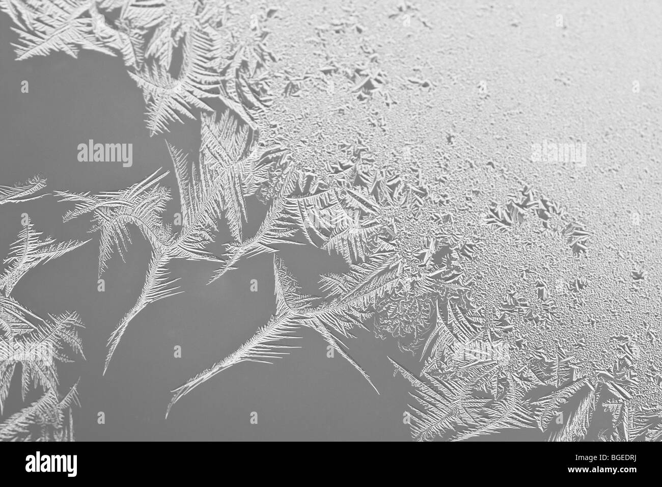 gefrorene Schneeflocke Muster Frost Frost eisige Glas Stockfoto