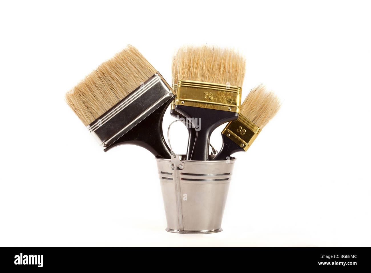 komplett-Set für Pinsel für die Malerei ein Interieur im Haus Stockfoto