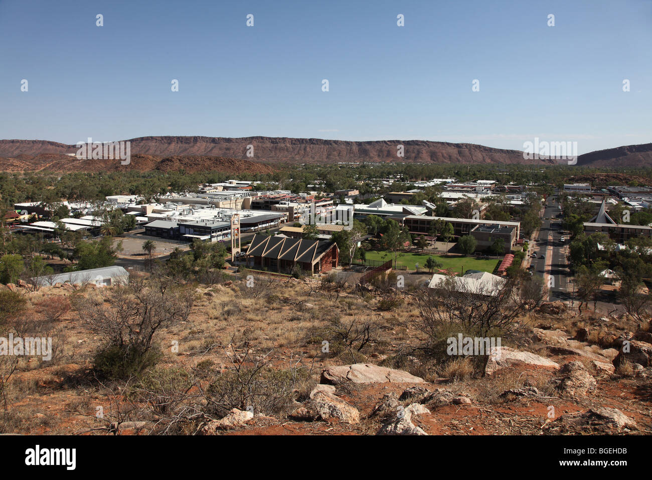 Alice Springs-Blick vom ANZAC Hill-NT-Australien Stockfoto