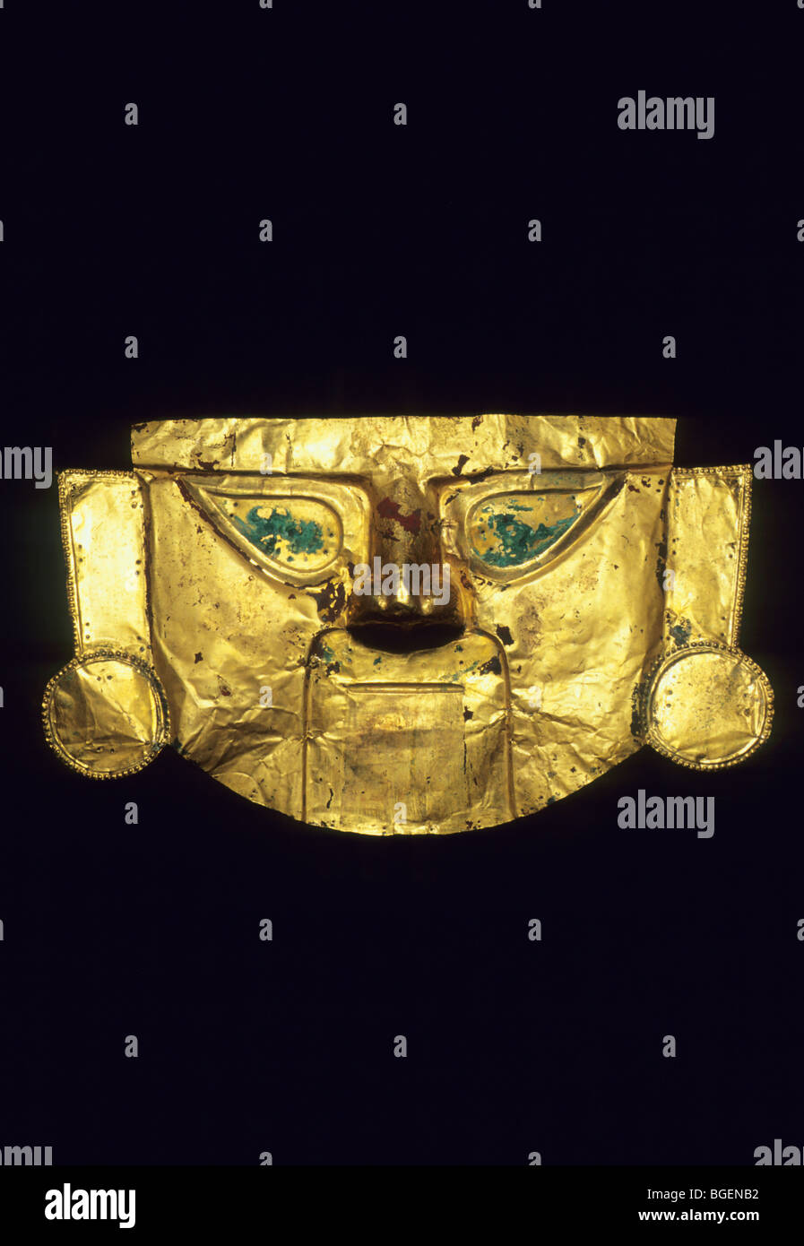 Goldmaske, Chimu Kultur, 600-800 n. Chr., Gold-Museum, Lima, Peru. Stockfoto