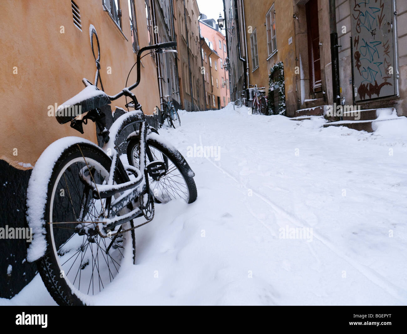 Gamla Stan Altstadt im Winter in Stockholm Schweden Stockfoto