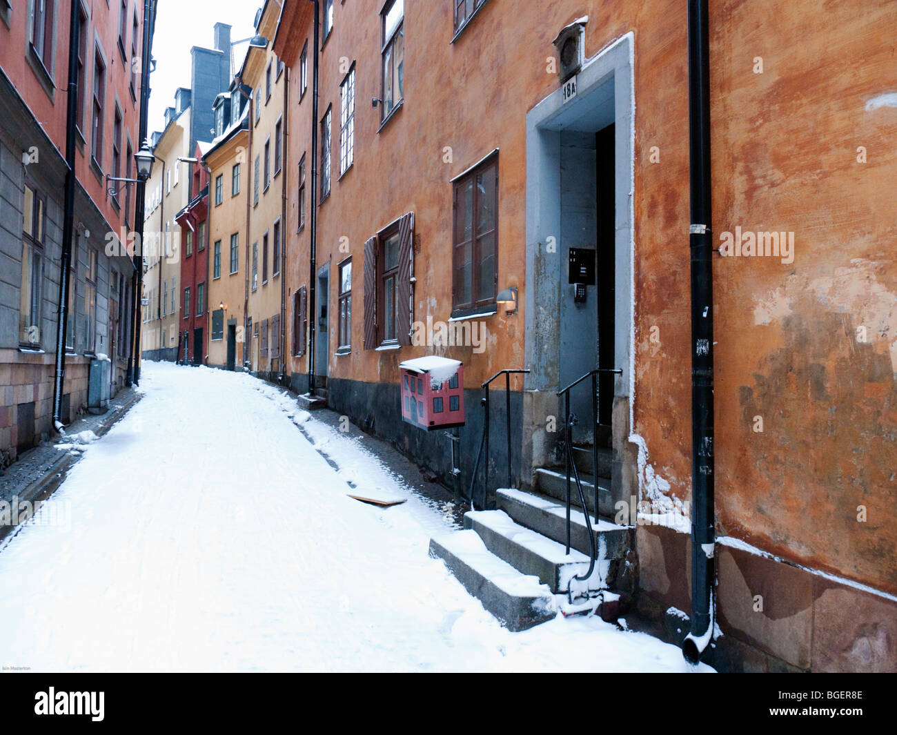 Stockholmer Stadtteil Gamla Stan Altstadt im Winter in Schweden Stockfoto