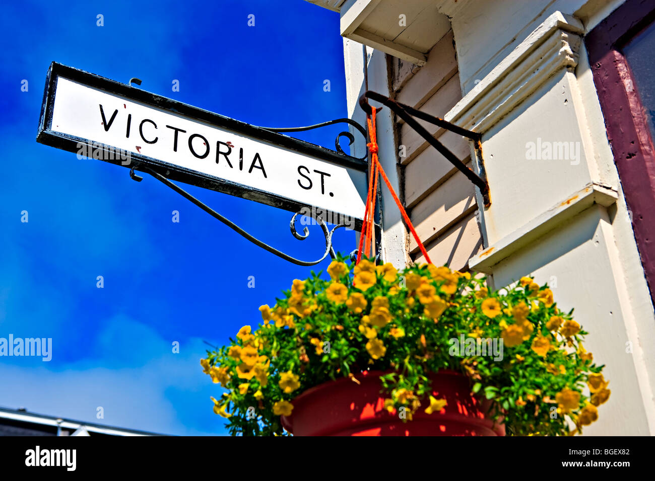 Alten Stil Straßenschild in Innenstadt Bezirk von St. John's, St. John's Harbour, St Johns Bay, Avalon Halbinsel, Neufundland, N Stockfoto
