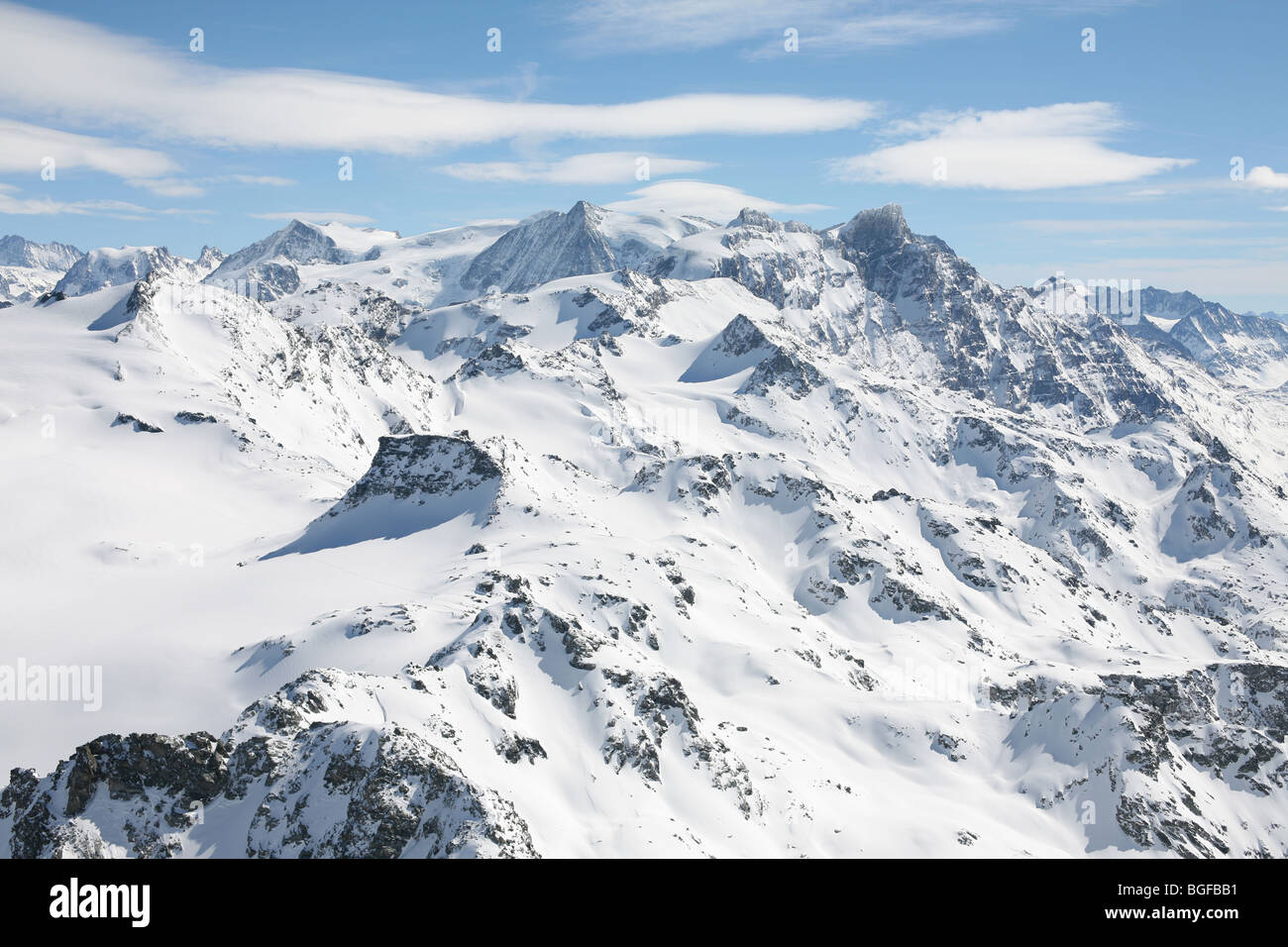 Blick vom Gipfel des Mont Fort Mountain Ski Verbier Stockfoto