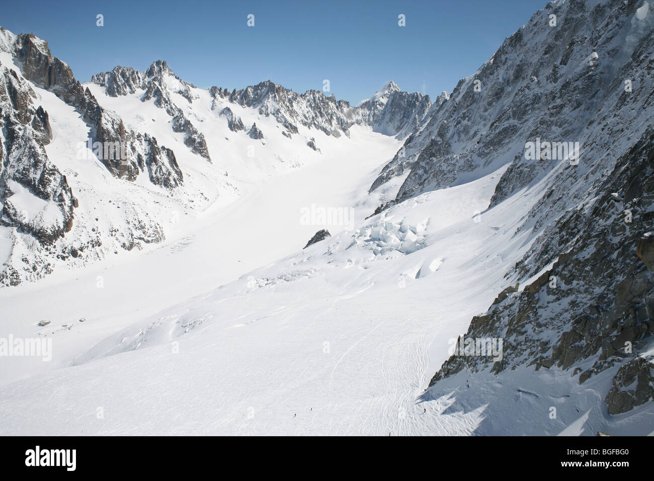 Chamonix Frankreich Skifahren Argentiere Gletscher Stockfoto