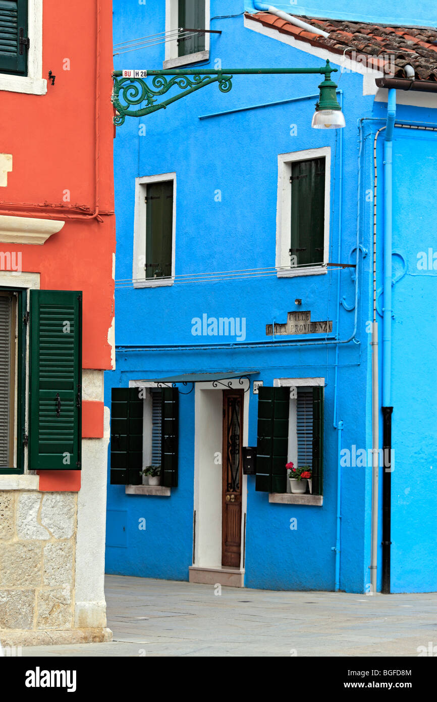 Häuser mit bunten Fassaden, Burano, Venedig, Veneto, Italien Stockfoto