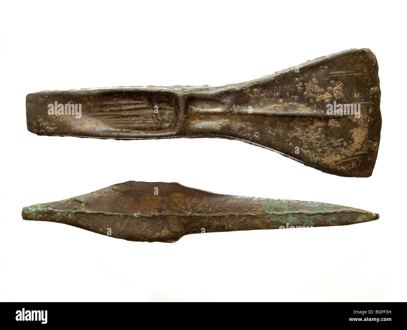 Paar der mittleren Bronzezeit Axtköpfe Stockfoto
