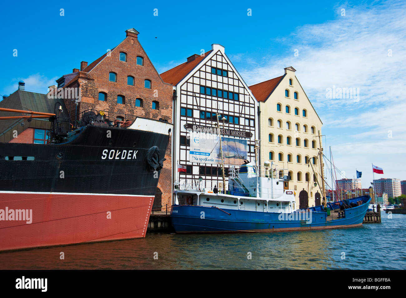 Dampfschiff Soldek vor Marine Museum, Altstadt von Danzig, Polen | Meeresmuseum Danzig Stockfoto