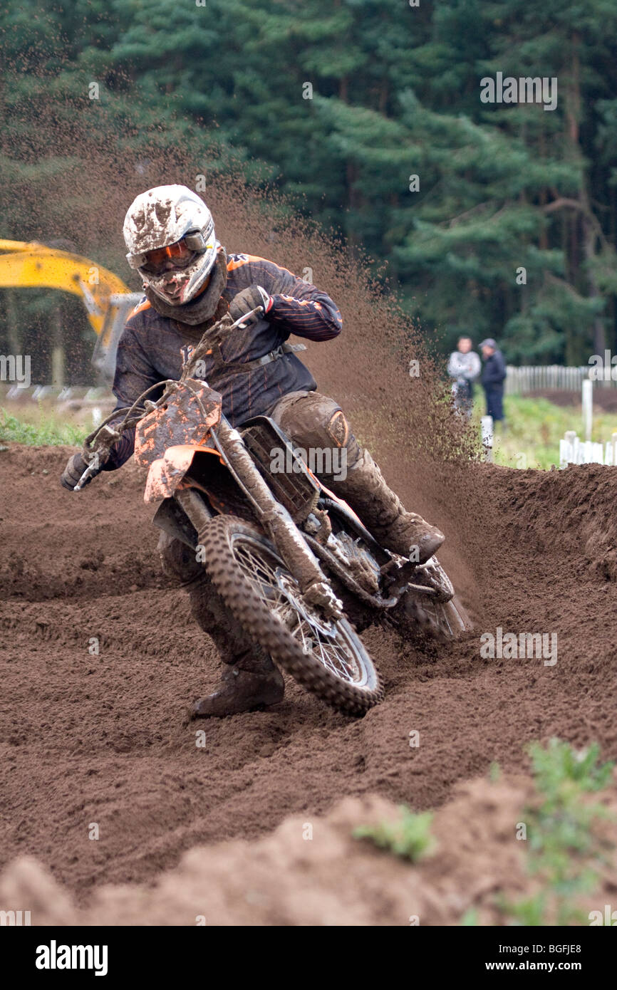 Schottische Erwachsenen Motocross Meisterschaft 2009 Rennen auf Comerton Farm, Leuchars, Fife, Schottland Stockfoto