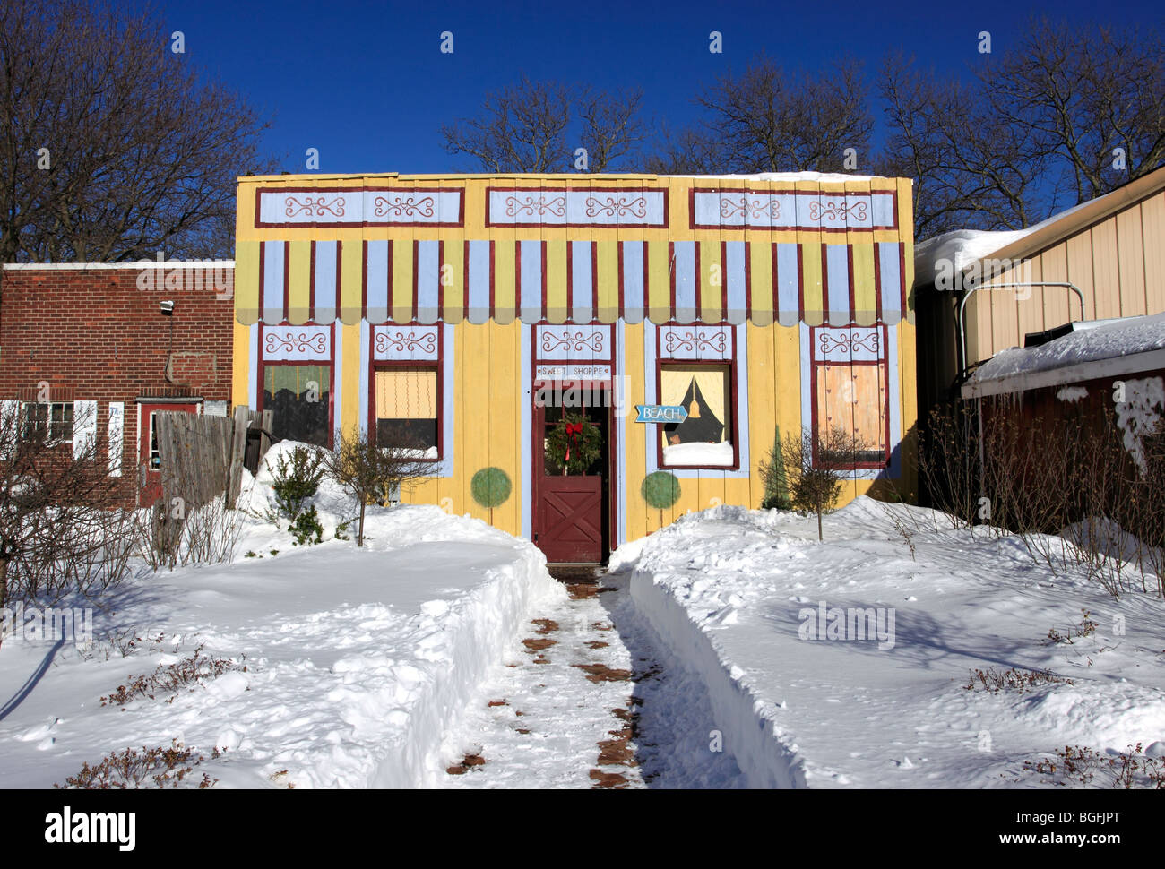 Hintereingang, Love Lane Sweet Shoppe, Mattituck, Long Island, NY Stockfoto